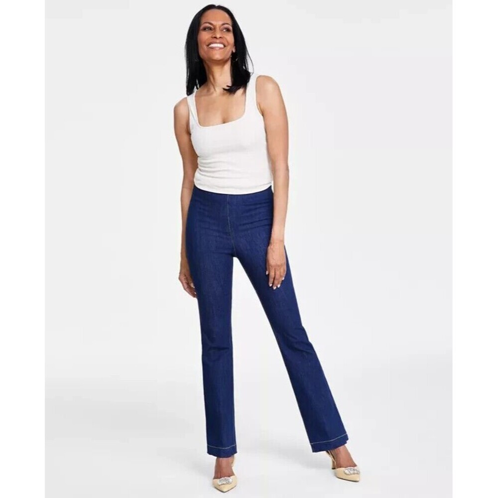 I.N.C. International Concepts Women's Stretch High Rise Pull-On Flare Jean P4